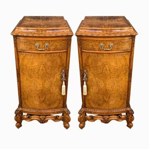 Tall Burr Walnut Pedestals, 1910, Set of 2