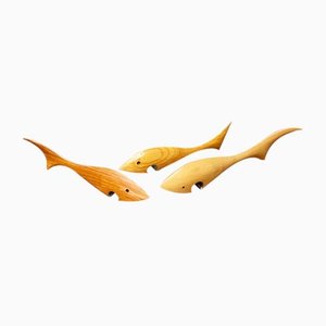 Mid-Century Wooden Fish Bottle Openers, 1960s, Set of 3