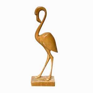 Mid-Century Flamingo Figur aus Holz, 1960er