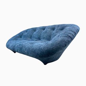 Divano a due posti Ligne Roset Ploum blu con poggiapiedi, set di 2