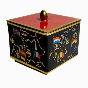Mid-century Modern Lidded Box With European Flag Motif, 1960s