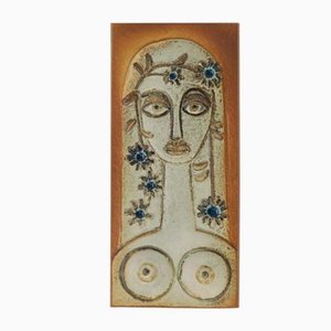 Assiette Relief Woman en Céramique par Josef Simon pour Søholm Stentøj, 1960s