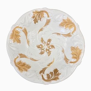 Large Antique Porcelain Relief Gilt Decorated Bowl from Meissen