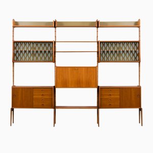 Freistehendes Teak Wandregal mit 3 Ablagen von John Texmon, 1960er
