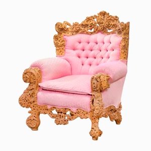 Vintage Armchair with Urano Palma Pink Fabric, 1980s