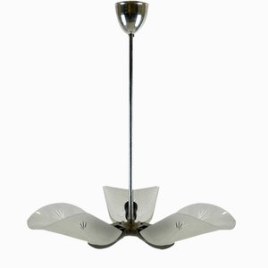 Lampe à Suspension Art Déco en Verre de Cristal de Esc Zukov, 1940s