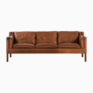 Sofa in Teak and Original Leather Model 2213 attributed to Børge Mogensen, 1963