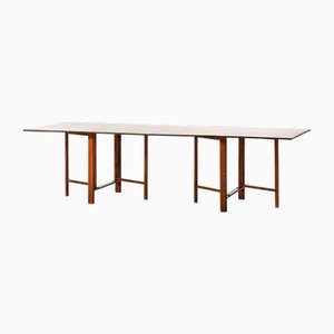 Maria Flap Dining Table in Rosewood, Beech and Brass attributed to Bruno Mathsson, 1950s