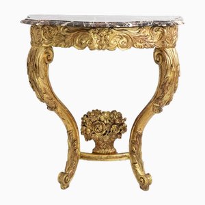Louis XV Console in Gilded and Carved Wood, 1880s