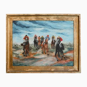 Giacomo Varese, Jockeys in Aktion, 1800er, Öl auf Leinwand