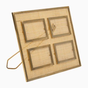 Picture Frame in Acrylic Glass, Wicker and Brass in the style of Christian Dior, Italy, 1970s