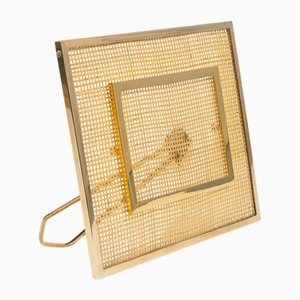 Picture Frame in Acrylic Glass, Wicker and Brass in the style of Christian Dior, Italy, 1970s