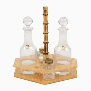 Gewürzset aus Acrylglas, Korbgeflecht und Messing im Stil von Christian Dior, Italien, 1970er, 5 . Set