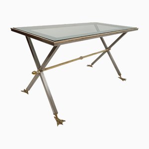 Italian Neoclassical Desk in Metal and Brass attributed to Banci Firenze, 1970s