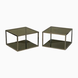 Couchtische aus Verchromtem Stahl & Glas, Italien, 1970er, 2er Set