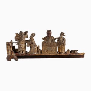 Frammento di rilievo in legno intagliato e laccato, Cina, inizio XIX secolo