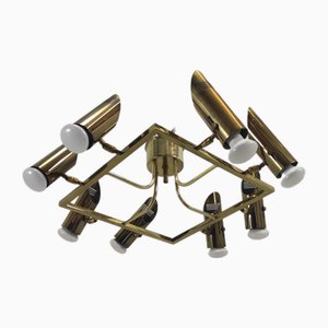 Lampadario vintage in ottone, anni '70