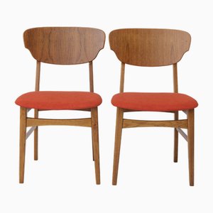 Sillas de comedor danesas vintage de teca y roble, años 60. Juego de 2