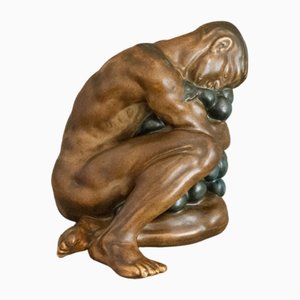 Stoneware Grape Harvest No. 24 Male Figure by Kai Nielsen for Bing & Grondahl, 1920s