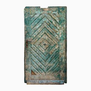 Porte Verte avec Motif Chevron