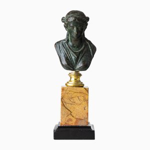 Grand Tour Bust of a Woman, 19th Century, Bronze on Marble Base