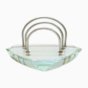 Cartera de vidrio aguamarina atribuido a Fontana Arte, Italia, años 50