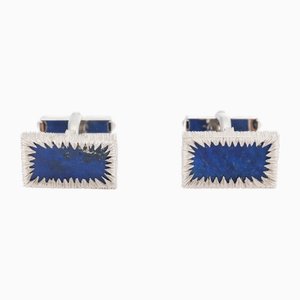 Vintage 18ct White Gold and Lapis Lazuli Cufflinks, 1970s, Set of 2