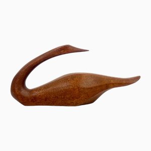 Mid-Century Teak Swan Figurine by Léo Gervais, 1960s