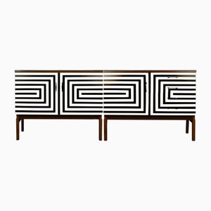 Modular Sideboard with Op Art Motif, 1970s, Set of 2