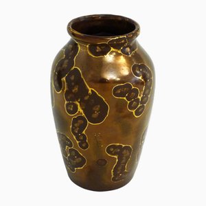 Small Vase with Metallic Glaze by Ceramist Lucien Brisdoux, 1930s