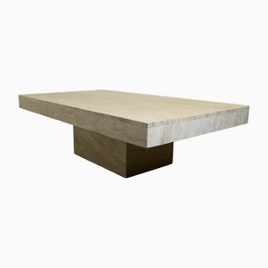 Vintage Italian Travertine Stone Cube Coffee Table, 1970s