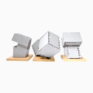 Brutalist Sculptures, 1960s, Cardboard & MDF, Set of 3
