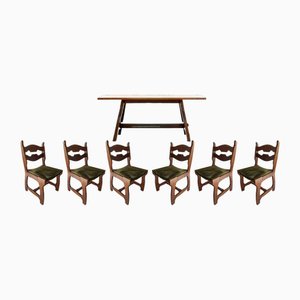 Dining Set by Guillerme & Chambron for Votre Maison, Set of 7