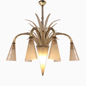Six-Light Glass Chandelier by Fratelli Toso, 1930s