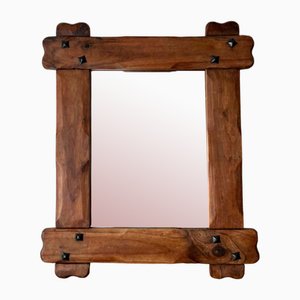 Espejo de pared vintage con marco de madera, años 50