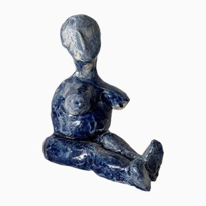 Abstract Ceramic Nude Figure in Blue, Britain, Mid-20th Century
