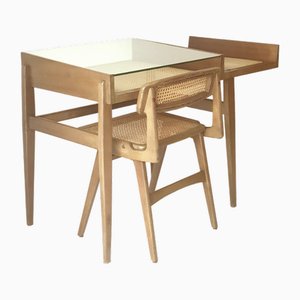 Bureau et Chaise Vintage par Michel Ducaroy pour SNA Roset, 1950s, Set de 2