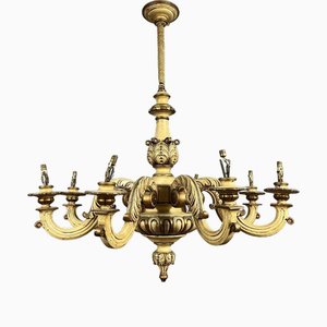 Venetian Louis XV Style Chandelier in Lacquered and Gilded Wood, 1920s