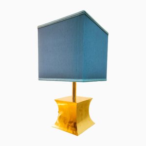 Lámpara de mesa de latón con cúpula de tela