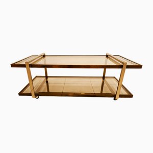 Double Glass Coffee Table with Wheels