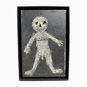 Art Brut, Oil and Sand on Canvas, 1968, Signed Projet Renault