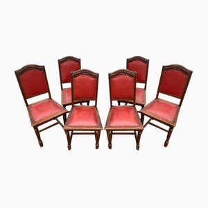 Sillas de comedor de roble, años 40. Juego de 6