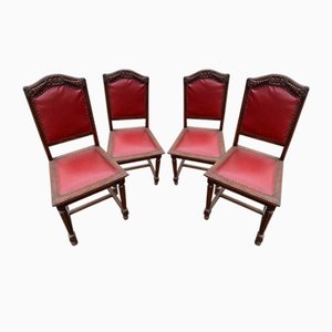 Oak Dining Chairs, 1940s, Set of 4