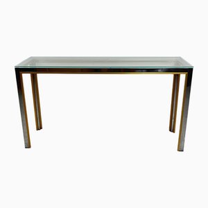 Table Console en Métal Chromé et Laiton, 1960s