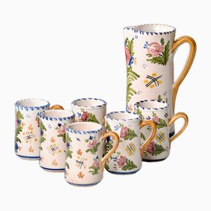 19th Century Talavera Service in Hand-Painted Enameled Terracotta from Uriarte Talavera, 1890s, Set of 7