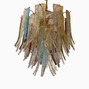 Lustre Vintage en Verre de Murano et Laiton par Barbini, 1970s