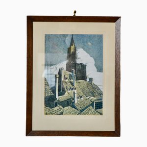 René Allenbach, Strasbourg Cathedral, Engraving, 1920s, Framed