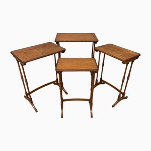 Tables Gigognes en Bois de Satin Marqueté, 1900, Set de 4