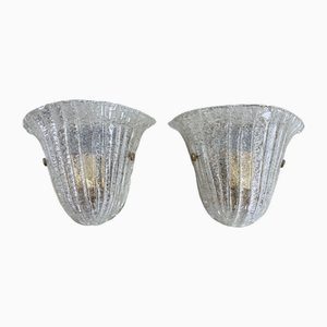 Mid-Century Murano Glass Shell Sconces from Barovier & Toso, 1960s, Set of 2