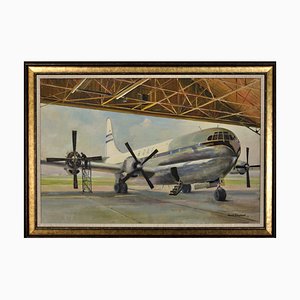 David Shepherd, Boac Boeing 377 Stratocruiser, 1953, Oil on Canvas, Framed